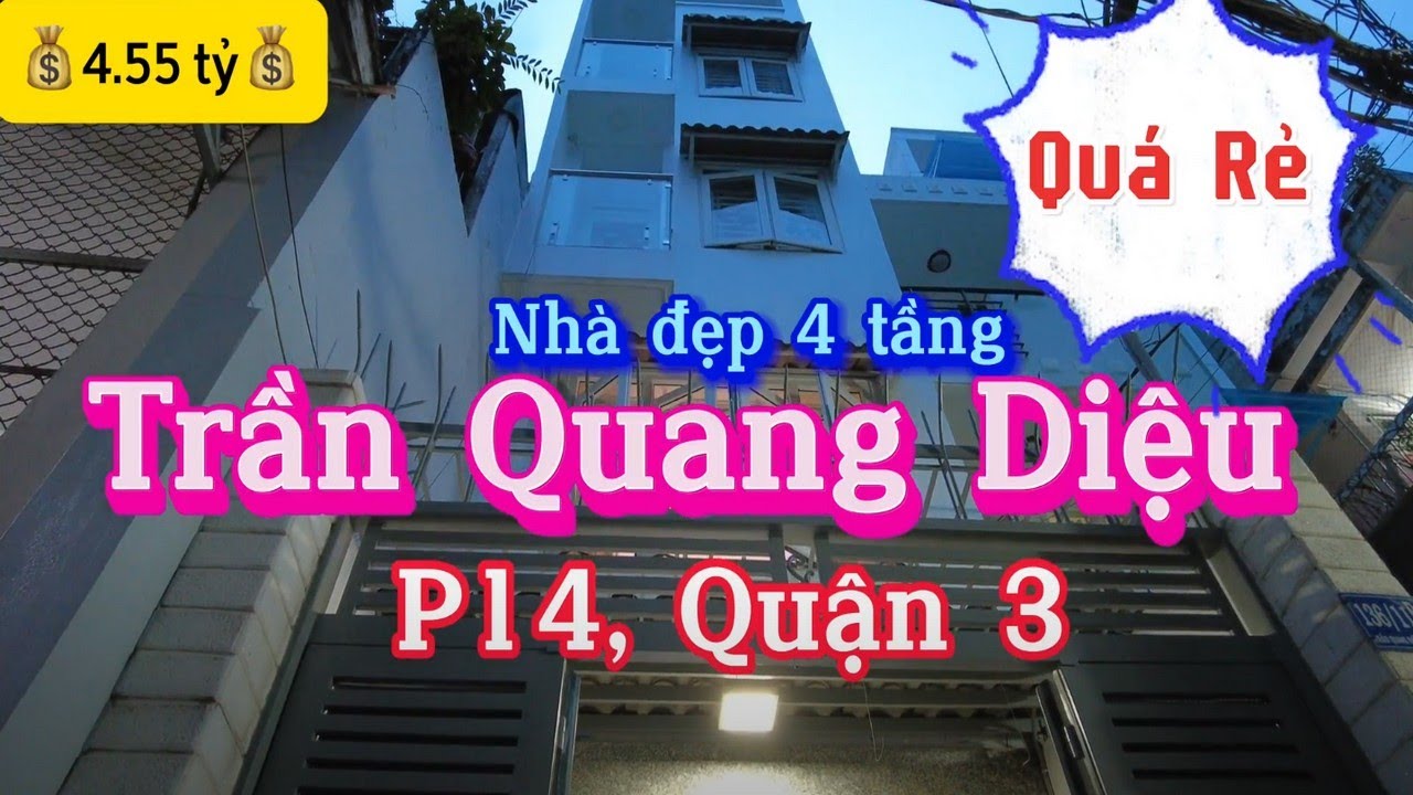 💰 4.5 tỷ 💰 Nhà 4.5 tấm 😍 Hẻm 3m Trần Quang Diệu, P14, Quận 3